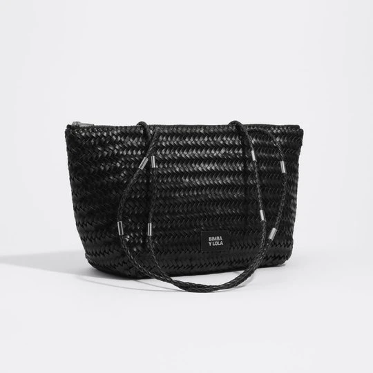 Zdjęcie produktu Torba shopper średnia skóra pleciona czarna BIMBA Y LOLA