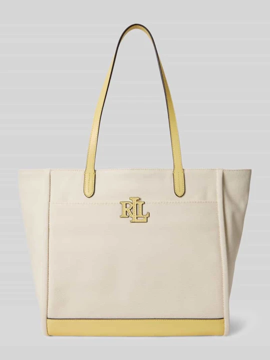Zdjęcie produktu torba shopper z aplikacją z logo Lauren Ralph Lauren Beżowy