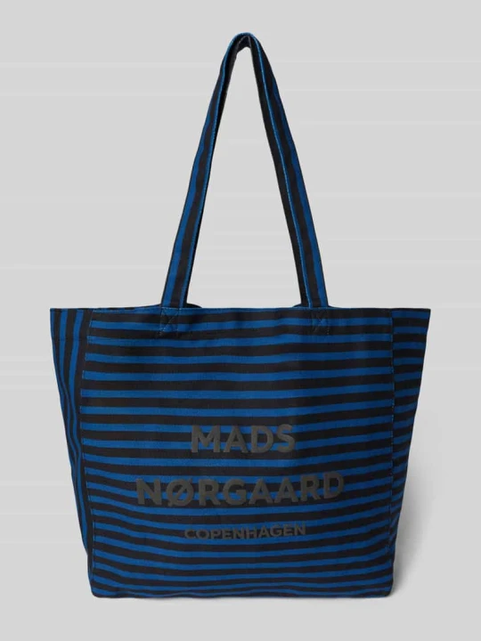 Zdjęcie produktu Torba shopper z bawełny z logo model 'Boutiqno Athene' Mads Nørgaard Oceaniczny