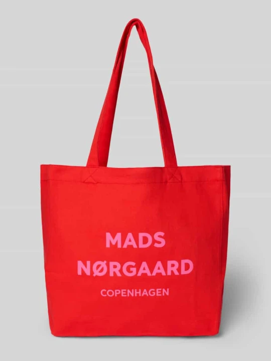 Zdjęcie produktu Torba shopper z bawełny z logo model „Boutique Athene” Mads Nørgaard Czerwony