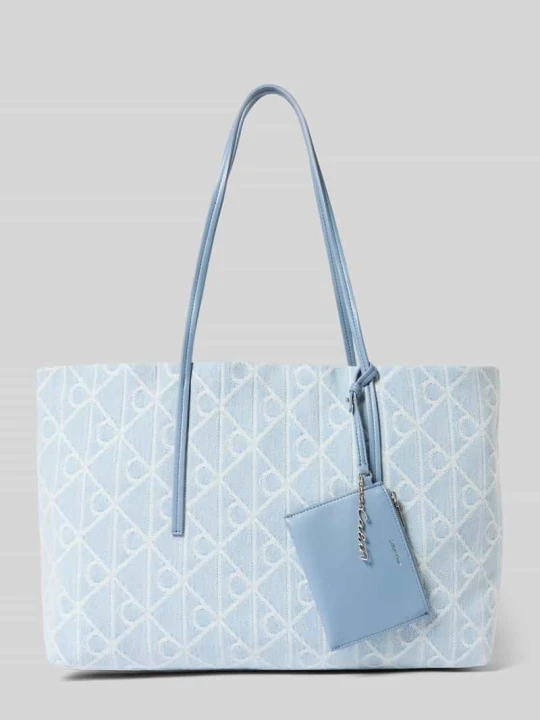 Zdjęcie produktu Torba shopper z Bawełny z Wzór z logo Calvin Klein Jasnoniebieski