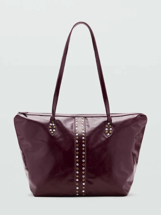 Zdjęcie produktu Torba shopper z ćwiekami burgund - Teen - Rozmiar uniwersalny - MANGO TEEN
