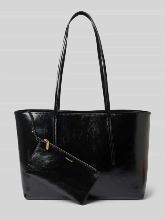 Zdjęcie produktu Torba shopper z Detal z logo Calvin Klein Czarny