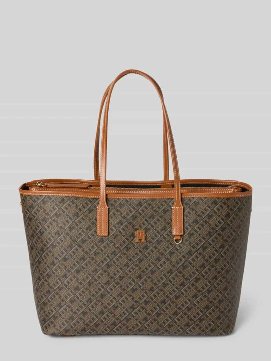 Zdjęcie produktu Torba shopper z Detal z logo Model 'MONOPLAY LEATHER' Tommy Hilfiger Czarny