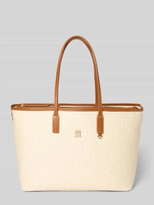 Zdjęcie produktu Torba shopper z Detal z logo Model 'MONOPLAY LEATHER' Tommy Hilfiger Beżowy
