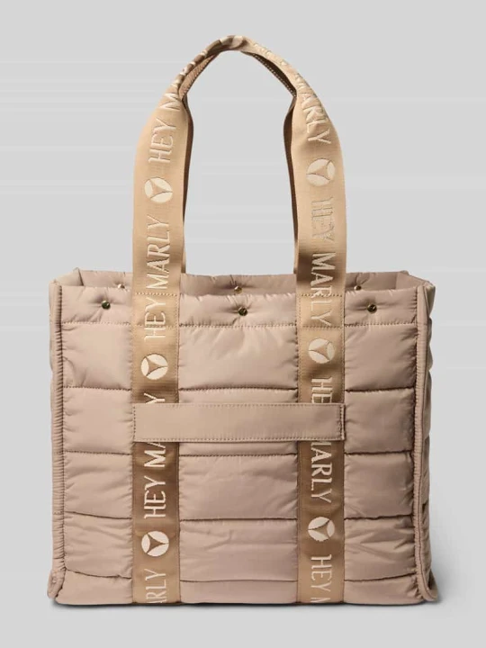 Zdjęcie produktu Torba shopper z detalami z logo model 'Best Buddy' Hey Marly Jasnobrązowy