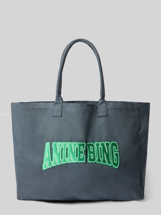 Zdjęcie produktu Torba shopper z dużym nadrukiem z logo Anine Bing Czarny