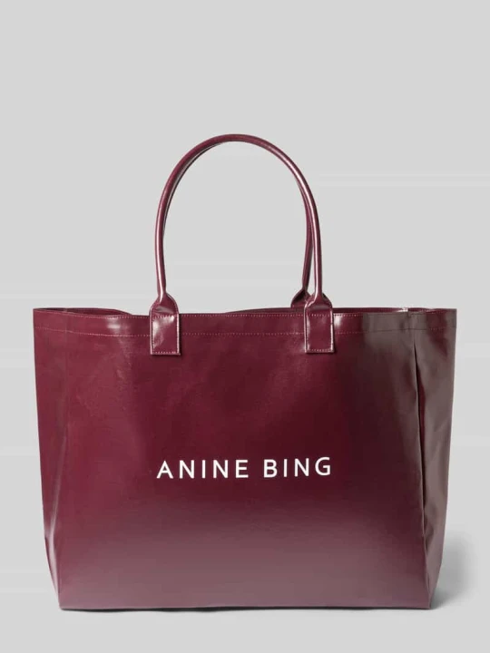 Zdjęcie produktu Torba shopper z dużym napisem z logo Anine Bing Ciemnoczerwony
