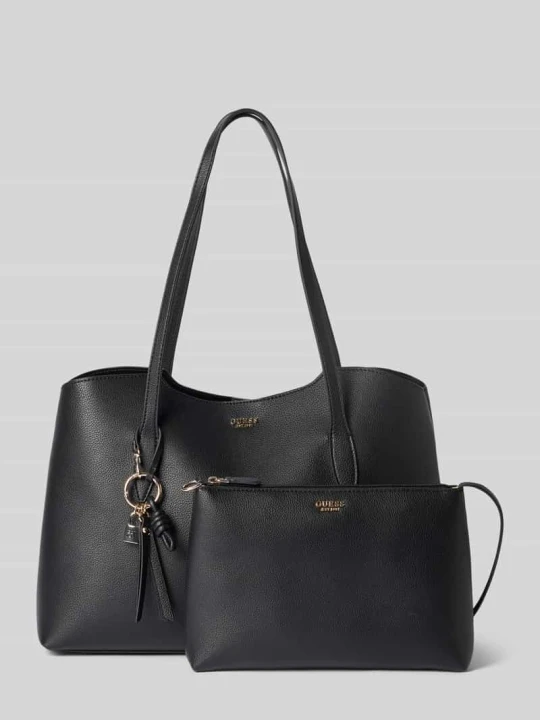 Zdjęcie produktu Torba shopper z funkcją 2 w 1 z wyjmowaną kieszenią wewnętrzną Guess Czarny