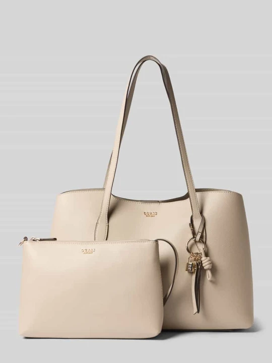 Zdjęcie produktu Torba shopper z funkcją 2 w 1 z wyjmowaną kieszenią wewnętrzną Guess Kamienny