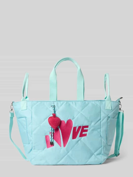 Zdjęcie produktu Torba shopper z haftem model „Love” Miss Goodlife Turkusowy