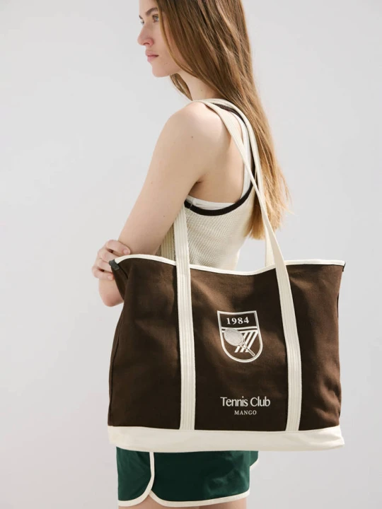 Zdjęcie produktu Torba shopper z haftowanym napisem brązowy - Mężczyzna - Rozmiar uniwersalny - MANGO MAN