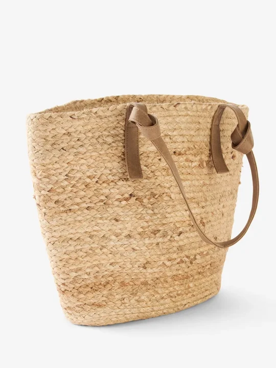 Zdjęcie produktu Torba shopper z juty z ozdobnymi supełkami BonPrix beżowy