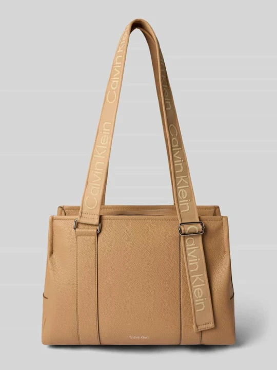 Zdjęcie produktu Torba shopper z mieszanki bawełny Calvin Klein Piaskowy