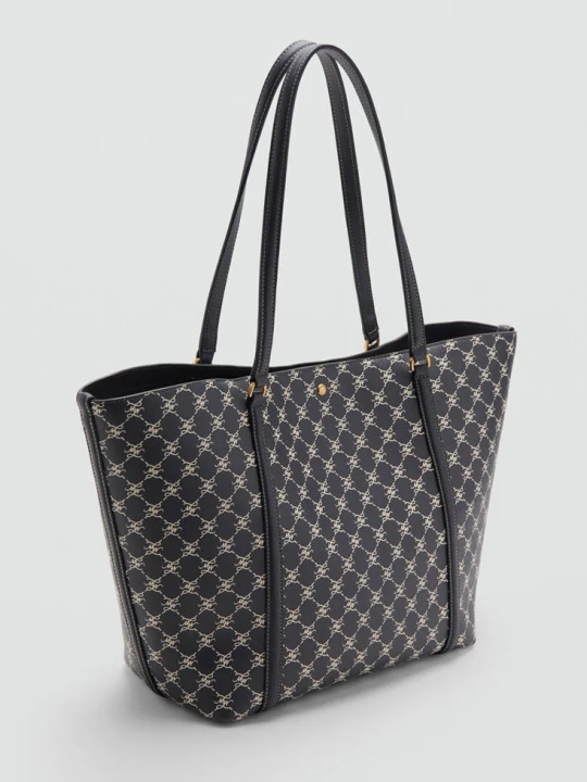 Zdjęcie produktu Torba shopper z nadrukiem logo granatowy - Kobieta - Rozmiar uniwersalny - MANGO