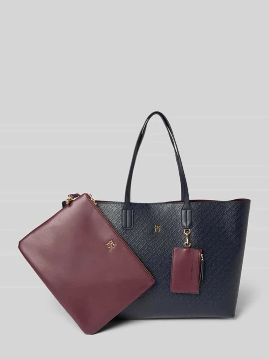 Zdjęcie produktu Torba shopper z odpinaną przegródką na monety Tommy Hilfiger Ciemnoniebieski
