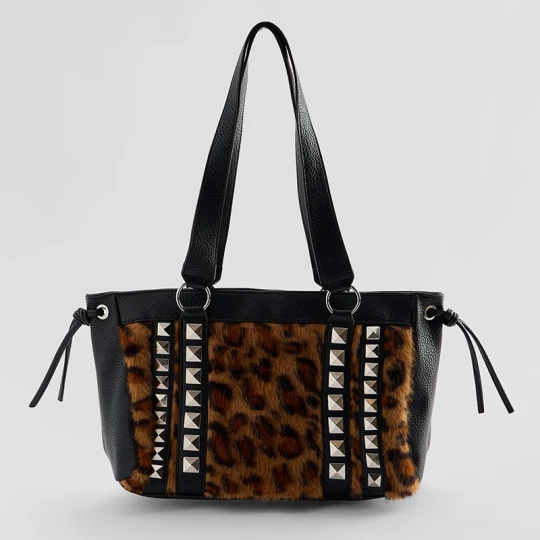 Zdjęcie produktu Torba shopper z panterkową wstawką i nitami House