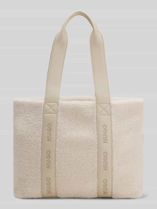 Zdjęcie produktu Torba shopper z paskiem z logo Hugo Écru