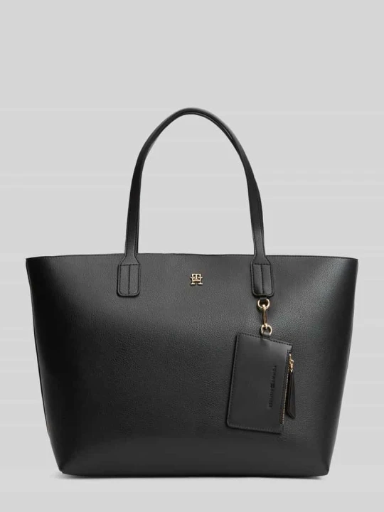 Zdjęcie produktu Torba shopper z przegródką zapinaną na zamek błyskawiczny i zawieszką na drobiazgi Tommy Hilfiger Czarny