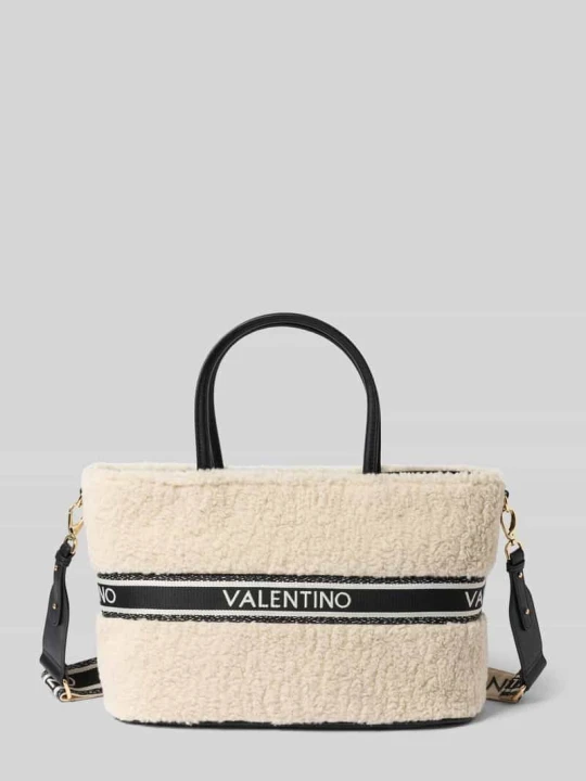 Zdjęcie produktu Torba shopper z taśmą z logo model 'JANE' VALENTINO BAGS Écru