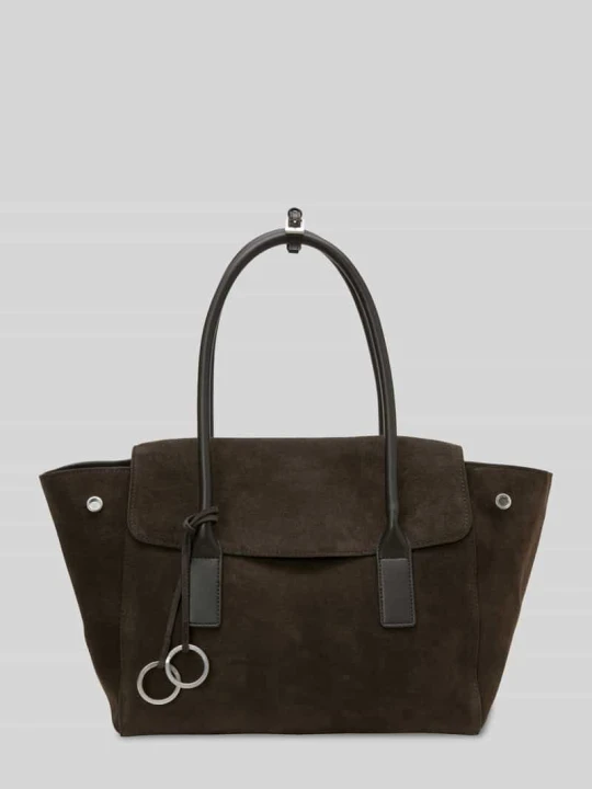 Zdjęcie produktu torba shopper z welurowej skóry bydlęcej z metalowymi pierścieniami Marc O'Polo Ciemnobrązowy