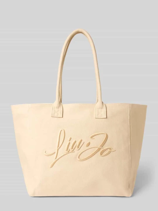 Zdjęcie produktu torba shopper z wyhaftowanym logo model 'PLENTIA' Liu Jo Beżowy