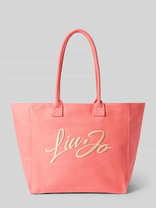 Zdjęcie produktu torba shopper z wyhaftowanym logo model 'PLENTIA' Liu Jo Koralowy