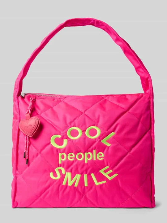 Zdjęcie produktu Torba shopper z wyhaftowanym napisem model 'Cool People' Miss Goodlife Mocnoróżowy