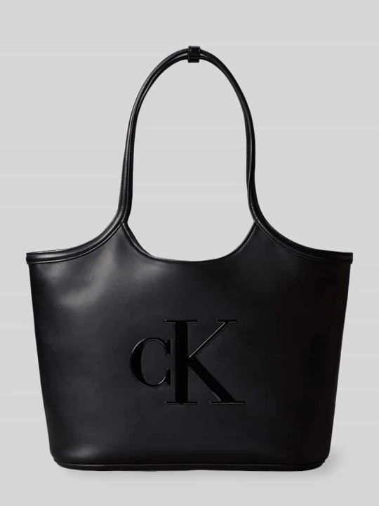 Zdjęcie produktu torba shopper z wytłoczonym logo Calvin Klein Czarny