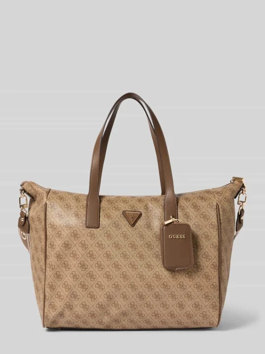 Zdjęcie produktu Torba shopper z Wzór z logo Model 'LATONA CARRYON' Guess Jasnobrązowy