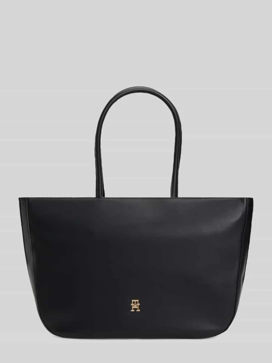 Zdjęcie produktu Torba shopper z zamkiem błyskawicznym i detal z logo Tommy Hilfiger Czarny