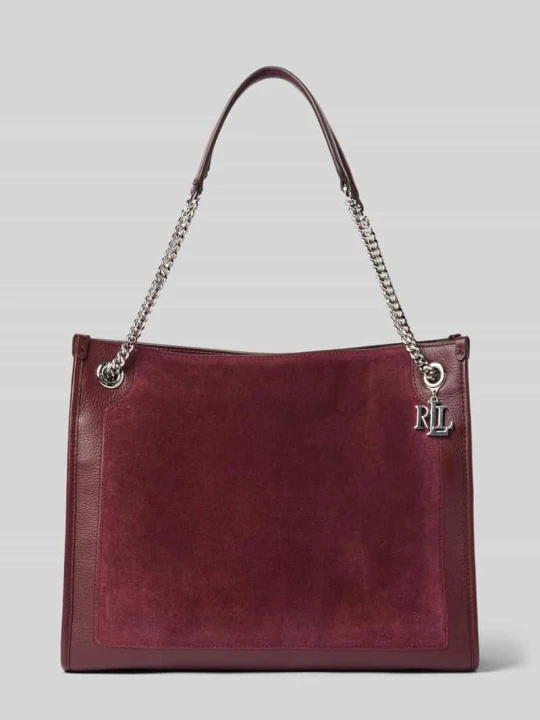Zdjęcie produktu Torba shopper ze skóry bydlęcej z aplikacją z logo Lauren Ralph Lauren Bordowy