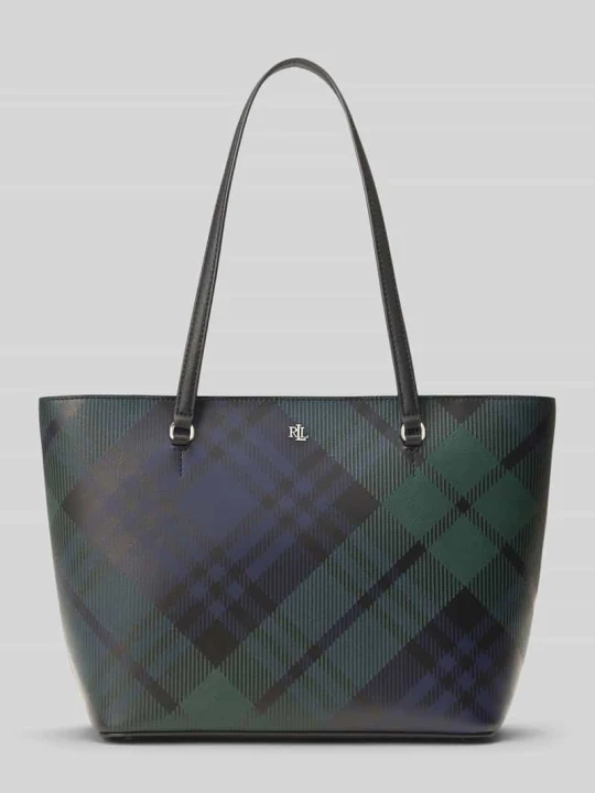 Zdjęcie produktu Torba shopper ze skóry cielęcej nappa z detalem z logo Lauren Ralph Lauren Czarny