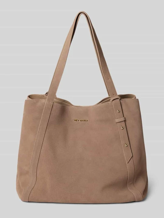Zdjęcie produktu Torba shopper ze skóry cielęcej z detal z logo Hey Marly Jasnobrązowy