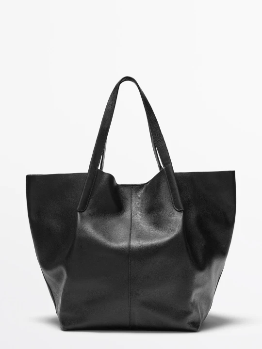 Zdjęcie produktu Torba Shopper Ze Skóry Nappa - Czarny - Massimo Dutti - Male