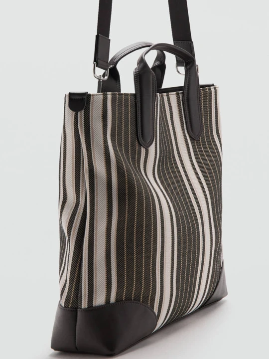 Zdjęcie produktu Torba tote w paski brązowy - Mężczyzna - Rozmiar uniwersalny - MANGO MAN