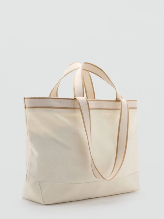 Zdjęcie produktu Torba tote 100% bawełna z lamówkami biały - Mężczyzna - Rozmiar uniwersalny - MANGO MAN