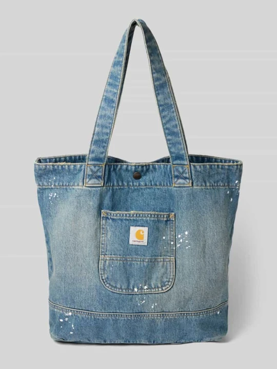 Zdjęcie produktu Torba tote z czystej bawełny z tkaniny stylizowanej na denim Carhartt WIP Jeansowy niebieski