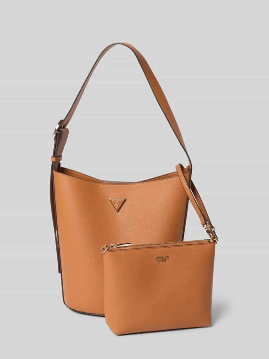 Zdjęcie produktu Torba tote z detalem z logo Guess Koniakowy