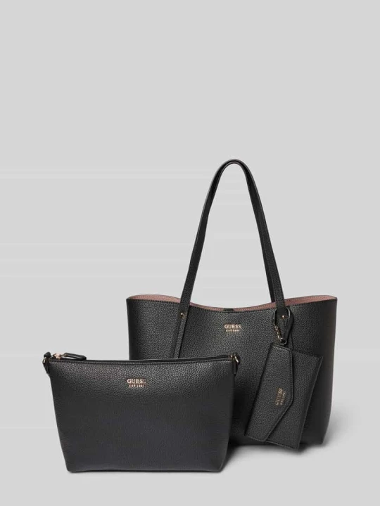 Zdjęcie produktu Torba tote z imitacji skóry model ‘Brenton’ Guess Czarny
