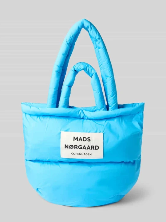 Zdjęcie produktu Torba tote z naszywką z logo i pikowaniem model ‘Pillow’ Mads Nørgaard Jasnoniebieski