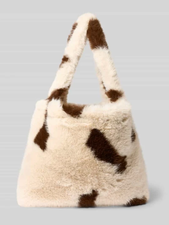 Zdjęcie produktu Torba typu mom bag z imitacji futra ze zwierzęcym nadrukiem na całej powierzchni STUDIO NOOS Złamany biały