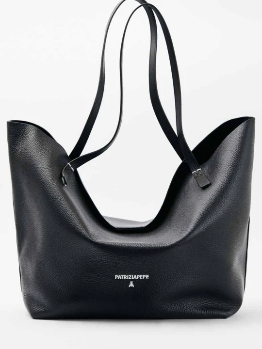 Zdjęcie produktu Torba typu shopper z międlonej skóry Patrizia Pepe czarny