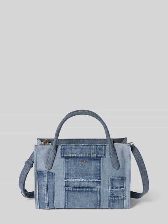 Zdjęcie produktu Torba typu tote z dodatkiem wiskozy model 'Jodi' Guess Jeansowy niebieski