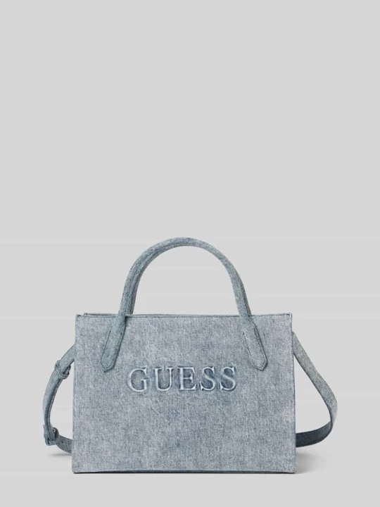 Zdjęcie produktu Torba typu tote z dodatkiem wiskozy model 'Jodi' Guess Jeansowy niebieski