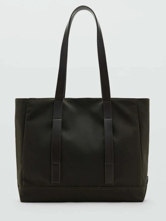 Zdjęcie produktu Torba typu tote z efektem woskowania khaki - Mężczyzna - Rozmiar uniwersalny - MANGO MAN