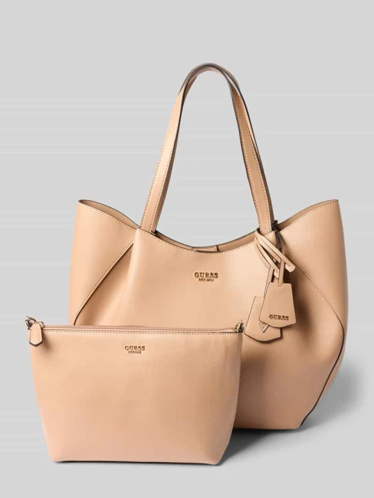 Zdjęcie produktu Torba typu tote z materiał skóropodobny model 'Amorette' Guess Beżowy
