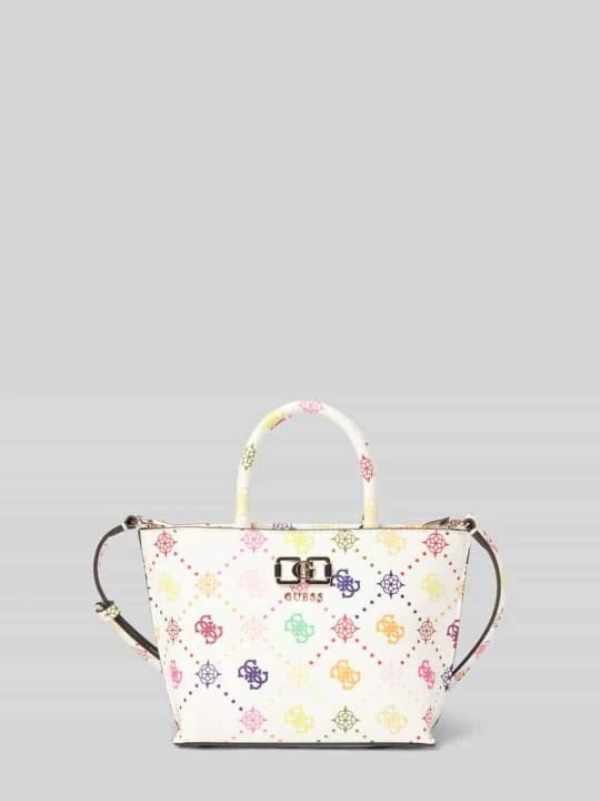Zdjęcie produktu Torba typu tote z nadruk z logo na całej powierzchni model 'Emelie' Guess Biały
