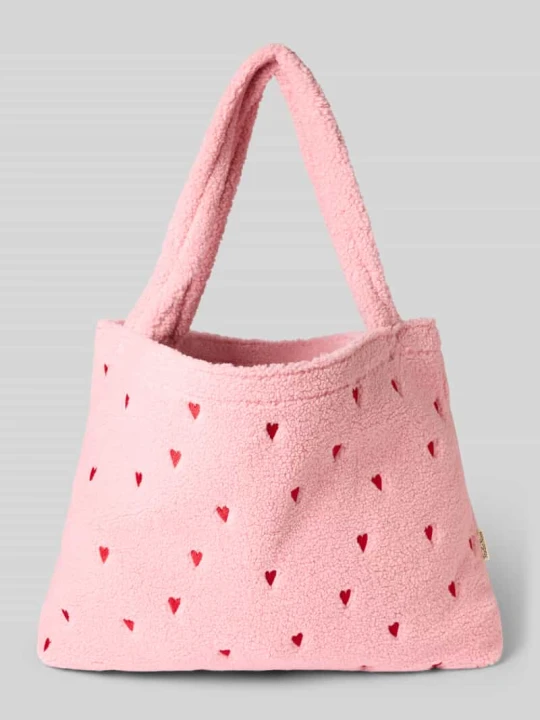 Zdjęcie produktu Torba typu tote z naszywką z logo model 'Teddy' STUDIO NOOS Jasnoróżowy