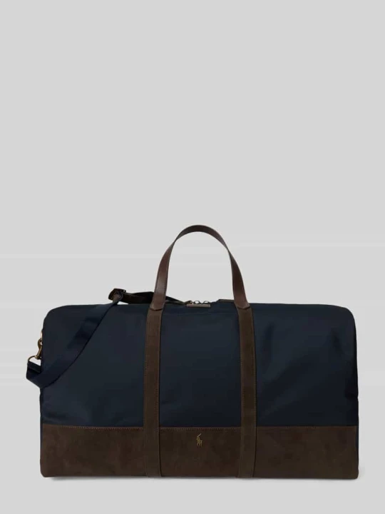 Zdjęcie produktu Torba weekendowa z czystej bawełny z obszyciem ze skóry welurowej Polo Ralph Lauren Granatowy